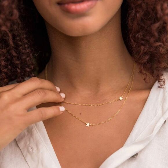 jennifer zeuner | Star Double Necklace | Gold Plated - Picture 1 of 3
